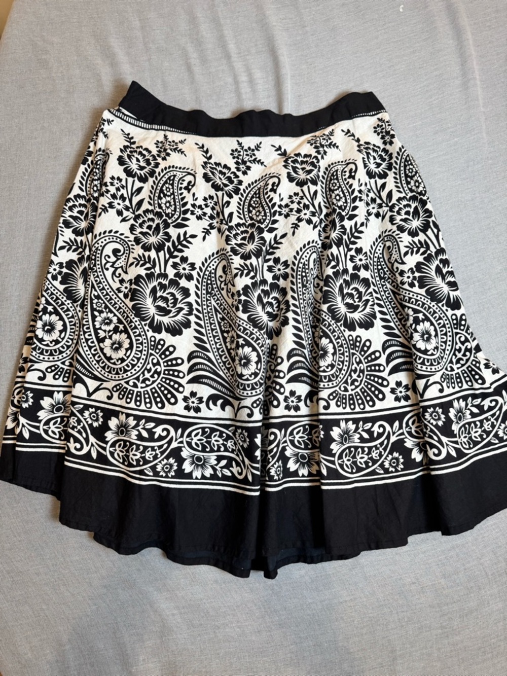 Midi Skirt Cotton Black & White  Size 2X Boho Coquette Festival